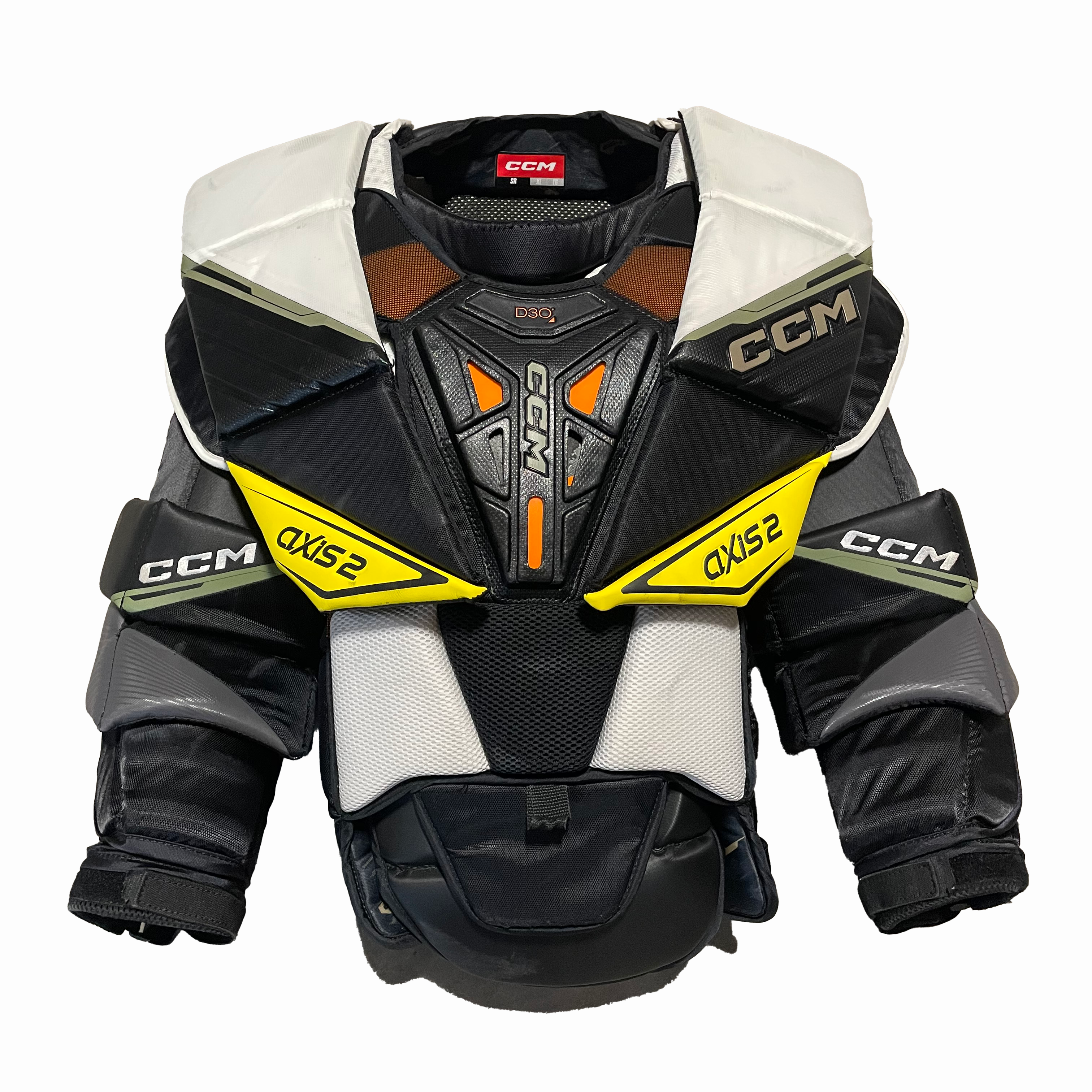 CCM Axis 2 - Plastron de gardien de but Pro Stock d'occasion (noir/blanc) n° 2